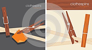 Clothespins. Backgrounds for design