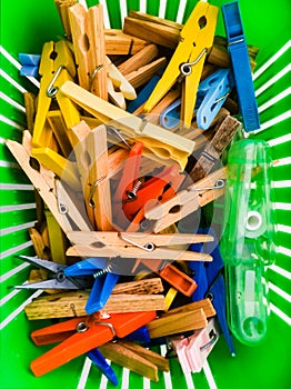 Clothespins on a basket