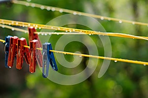Clothespins on the clothesline