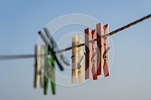 Clothespins on a rope