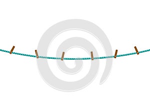 Clothespins on rope in turquoise design