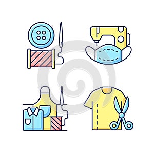 Clothing alteration RGB color icons set photo