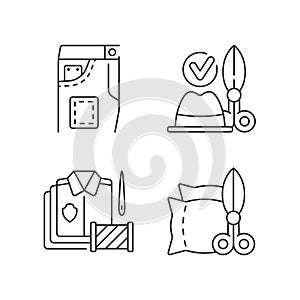 Clothing alteration service linear icons set photo