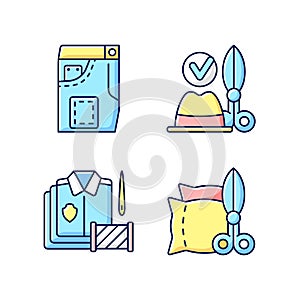 Clothing alteration service RGB color icons set photo