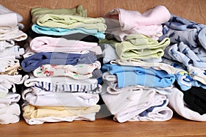 Clothing for babies in a wardrobe