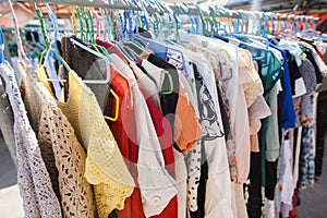 Clothing on display racks, Koh Pha Ngan, Thailand