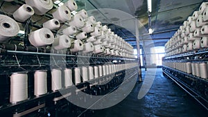 Clothing factory unit with spinning bobbins