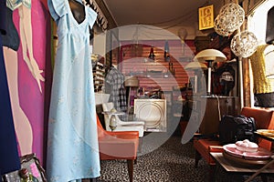 Clothing And Furniture In Second Hand Store