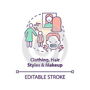 Clothing, hair styles and makeup concept icon