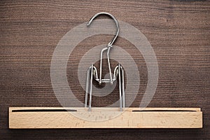 Clothing hanger on brown table