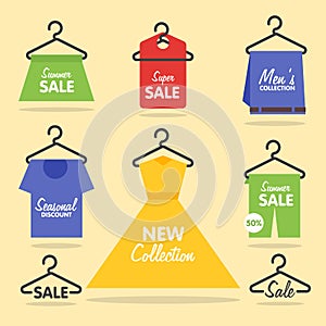 Clothing hangers SALE signage and banners