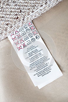 Clothing label instructions