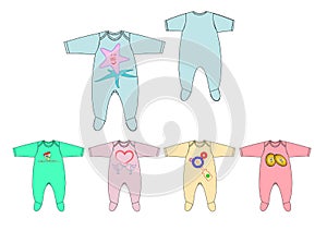 Clothing of motif chest print jersey fabric baby boy romper design template