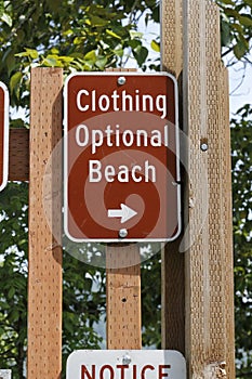 Clothing Optional Beach Sign Outside photo