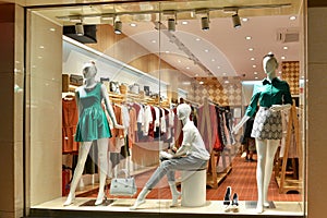 Clothing retail store dress shop window shopping mall