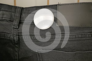 Clothing security tag on a jeans ,