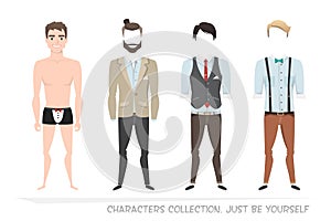 Clothing sets for men. Constructor character.