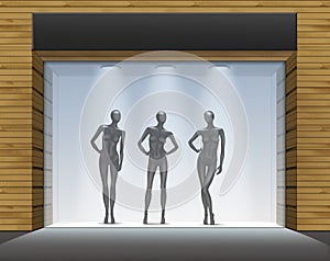 Clothing Shop Boutique Store Front with Mannequins