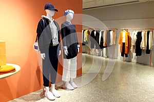 Clothing shop indoor mannequins