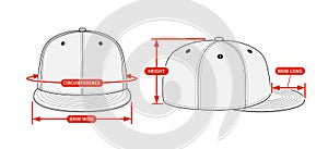 Clothing size chart vector illustration  Baseball cap