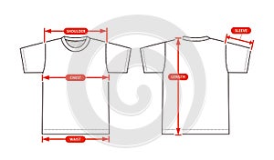 Clothing size chart vector illustration  Shortsleeve Tshirt