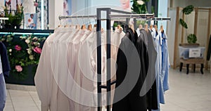 Clothing store aisles with formalwear