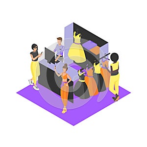 Clothing store interior isometric