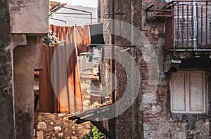 Cloths hanging in the courtyard