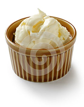 Clotted cream in ramekin photo