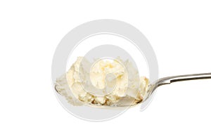 Clotted cream in a spoon photo