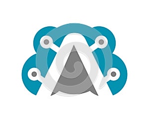 cloud tech A letter logo template