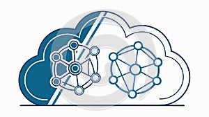 Cloud with Abstract Molecular Network, AI & Data Science Concept, vector design Generative AI