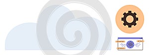 Cloud computing concept with gear and code representation for technology and data integration