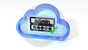 Cloud admin security shield symbol on white