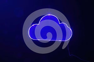 Cloud AI network. Connected system. Artificial intelligence, data technology, global. Digital network, cloud computing