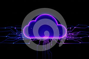 Cloud AI network. Connected system. Artificial intelligence, data technology, global. Digital network, cloud computing