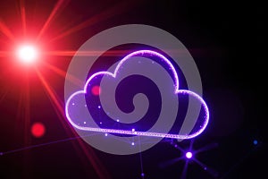 Cloud AI network. Connected system. Artificial intelligence, data technology, global. Digital network, cloud computing