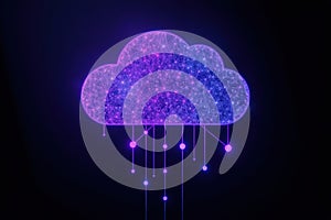 Cloud AI network. Connected system. Artificial intelligence, data technology, global. Digital network, cloud computing