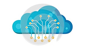 Cloud AI Technology Circuitry Vector Icon, vector design Generative AI