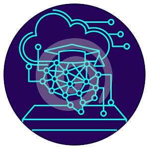 Cloud AI Training Platform icon. Vector thin line illustration