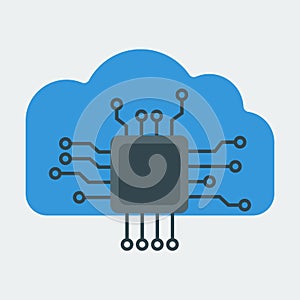 A cloud of algorithms icon, resource management, task management.