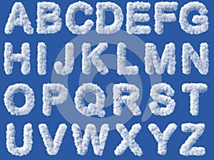 Cloud alphabet on white background photo