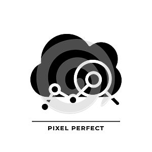 Cloud analytics black glyph icon