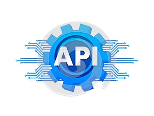 Cloud API - application programming interface. Internet network. Vector stock illustration.