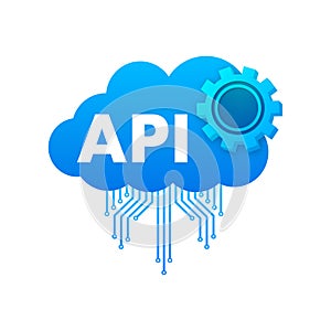 Cloud API - application programming interface. Internet network. Vector stock illustration.