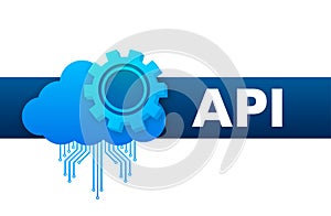 Cloud API - application programming interface. Internet network. Vector stock illustration.
