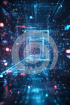 Cloud API integration, 3D hologram depicting seamless cloud technology integration via API, positioned in an abstract virtual