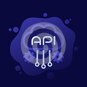 Cloud API software integration icon, vector design