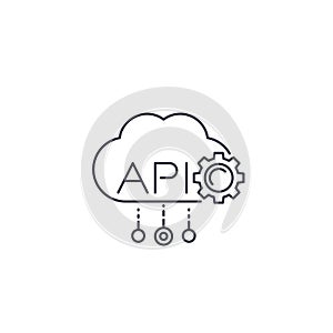 Cloud API, software integration line icon