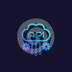 Cloud API, software integration vector icon